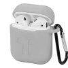 Силиконовый чехол для Apple AirPods 2 TPU Вид 4 с карабином Серый