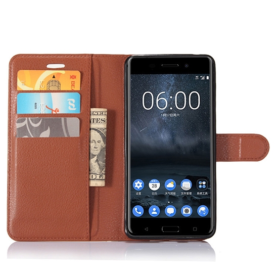 Чехол книжка для Nokia 6 Чехольчикофф Коричневый