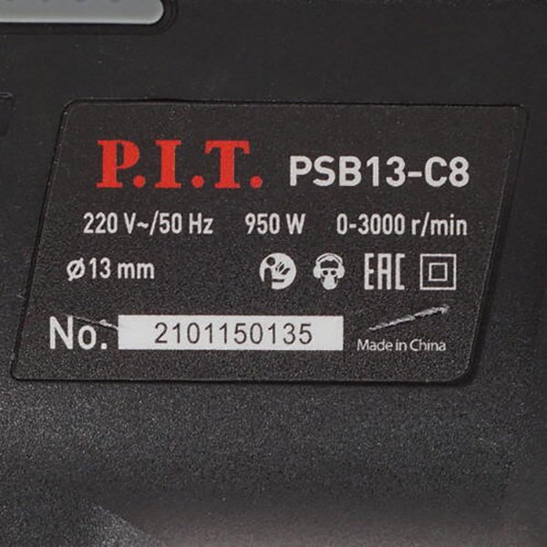 Дрель ударная Pit PSB13-C8 950Вт