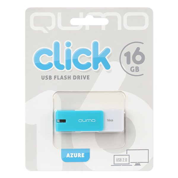 Флешка Qumo Click USB 2.0 QM16GUD-CLK-AZURE 16Gb Лазурная