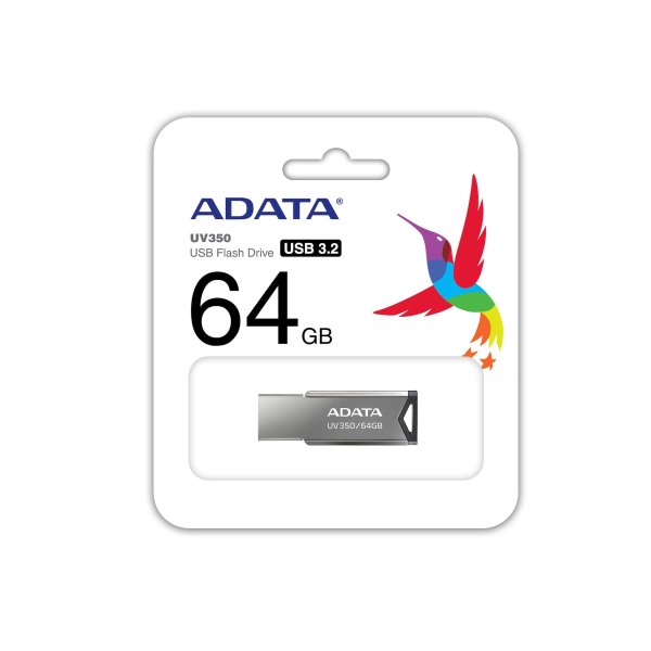 Флешка Adata USB 3.1 UV350 AUV350-64G-RBK 64Gb Серебистая