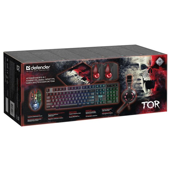 Игровой набор Defender Tor MHP-127 52127 игровая клавиатура мышь наушники коврик колонки