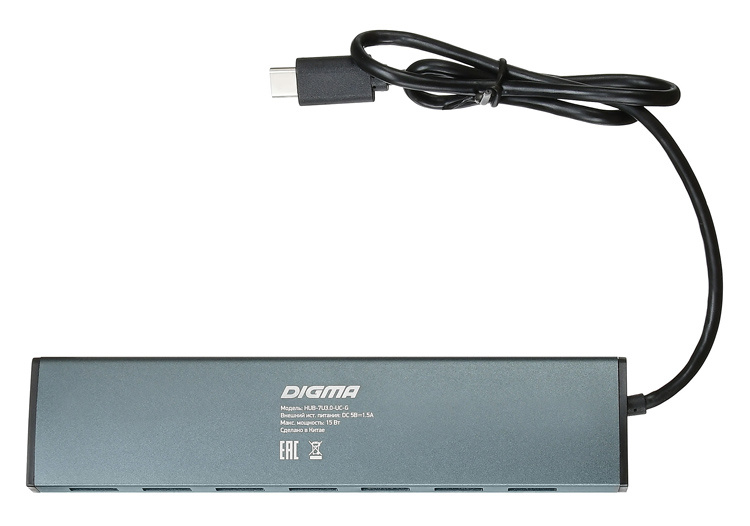 Разветвитель USB Digma HUB-7U3.0-UC-G  Серый