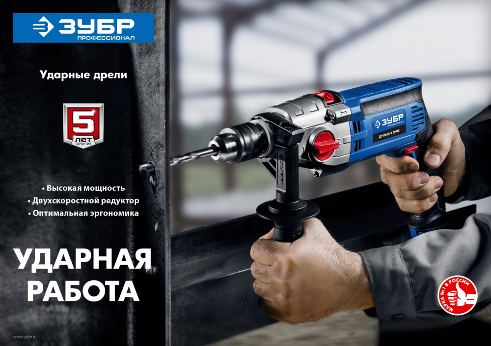 Дрель ударная Зубр ДУ-П850-2 ЭРМ 850Вт