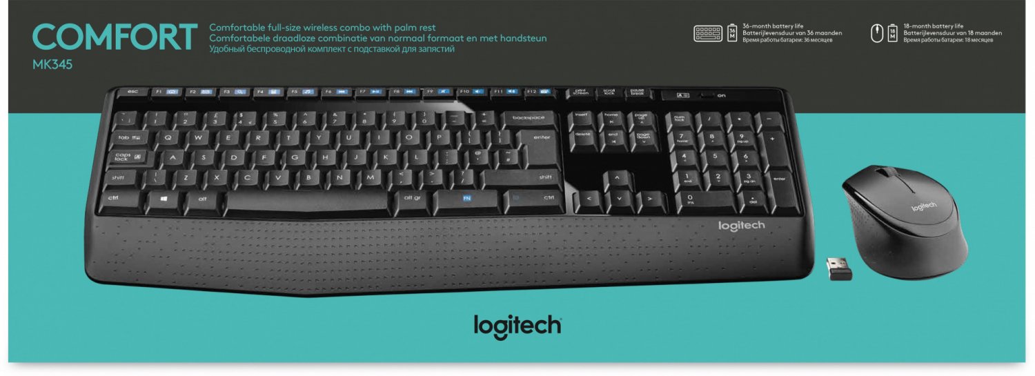 Клавиатура и мышь Logitech MK345 Черная