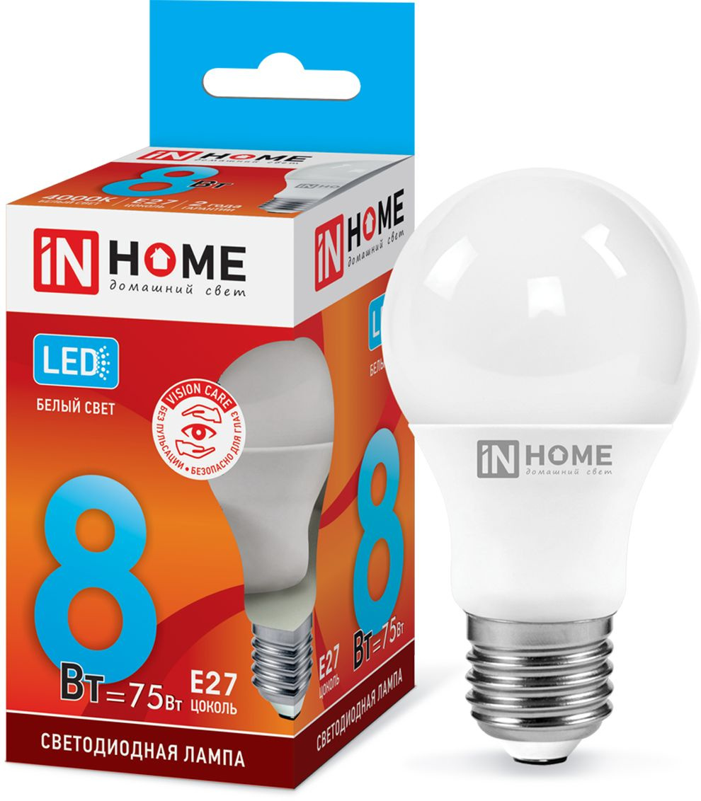 Лампа светодиодная Inhome LED-A60-VC 8Вт 10шт