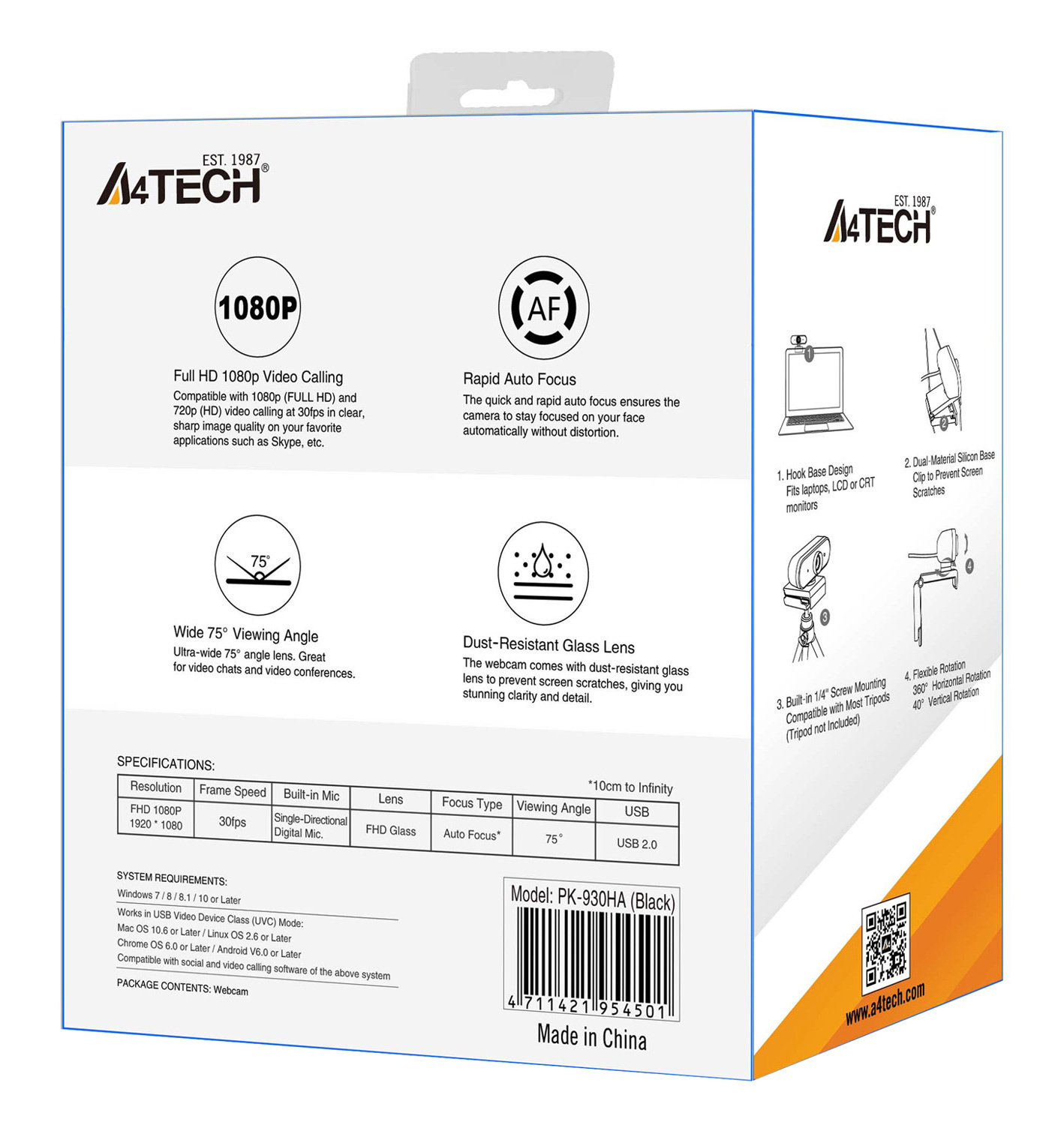 Web-камера A4Tech PK-930HA