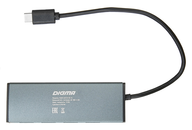 Разветвитель USB Digma HUB-4U3.0-UC-G