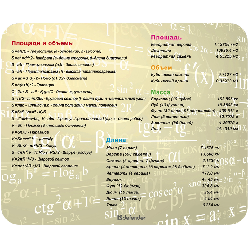 Коврик для мыши Defender School 50305