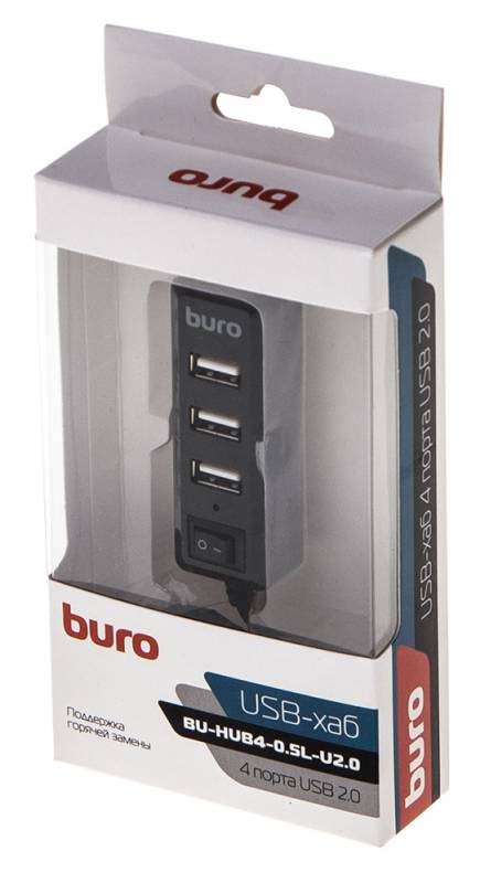 Разветвитель USB Buro BU-HUB4-0.5L-U2.0