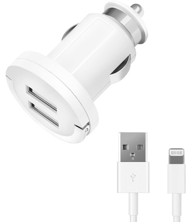 Автомобильное зарядное устройство Deppa 8-pin 2 USB 2.1A White (11209)