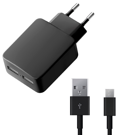 Сетевое зарядное устройство Deppa MicroUSB 2 USB 3.4A Black (11358)