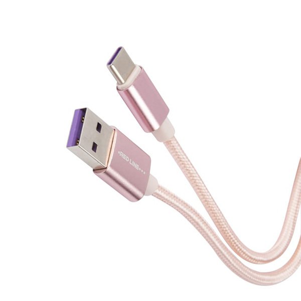 Кабель USB Type-C Red Line 2A - 2.0 в переплете 1м Розовый