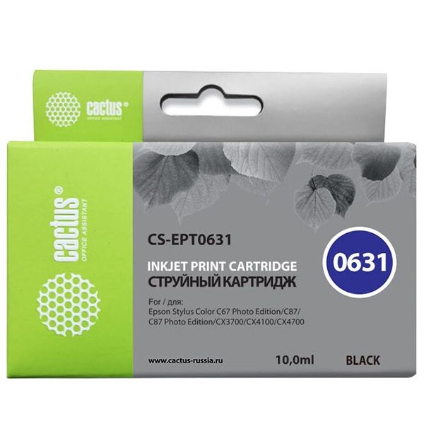 Картридж струйный Cactus CS-EPT0631 черный для Epson Stylus C67 Series/ C87 Series/ CX37000 (10ml)