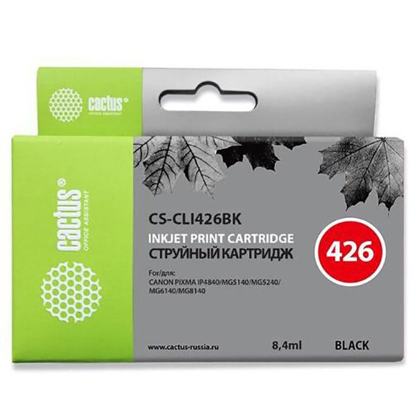 Картридж струйный Cactus CS-CLI426BK черный для Canon MG5140 5240 6140 8140 MX884 (8,2ml)