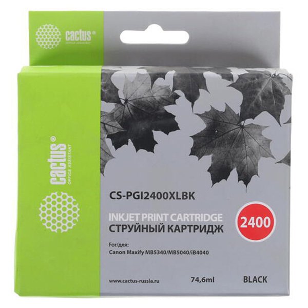 Картридж струйный Cactus CS-PGI2400XLBK черный для Canon MAXIFY iB4040/ МВ5040/ МВ5340 (74.6мл)