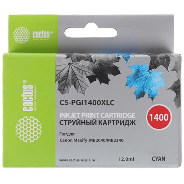 Картридж струйный Cactus CS-PGI1400XLC синий для Canon MB2050/MB2350/MB2040/MB2340 (11.5мл)