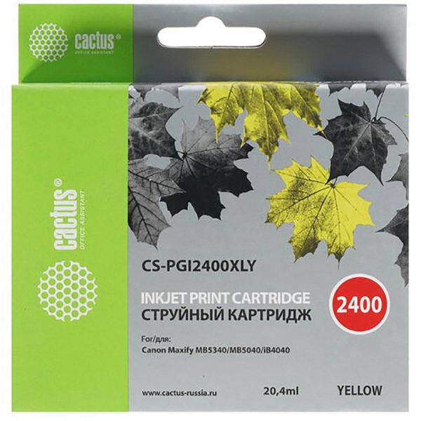 Картридж струйный Cactus CS-PGI2400XLY желтый для Canon MAXIFY iB4040/ МВ5040/ МВ5340 (20.4мл)