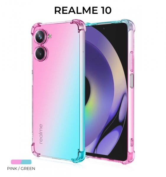 Силиконовый чехол для Realme 10 4G Krieger Mix 1.5мм противоударный Розово зеленый