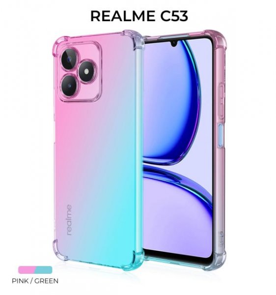 Силиконовый чехол для Realme C53 Krieger Mix 1.5мм противоударный Розово-зеленый