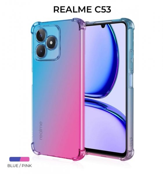 Силиконовый чехол для Realme C53 Krieger Mix 1.5мм противоударный Сине-розовый