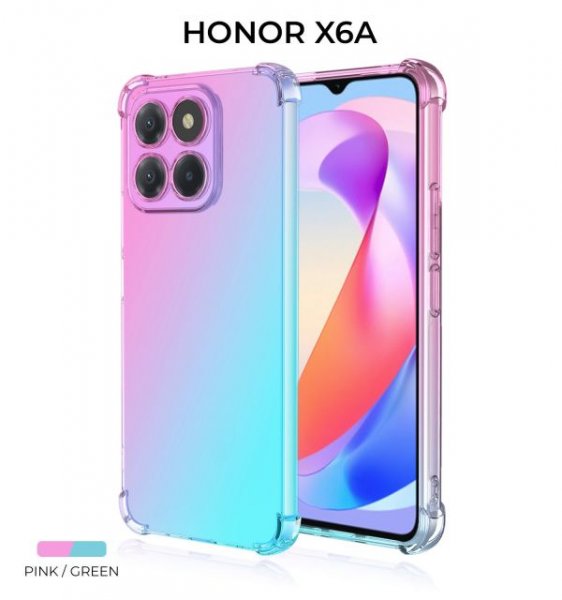 Силиконовый чехол для Honor X6A Krieger Mix 1.5мм противоударный Розово-зеленый