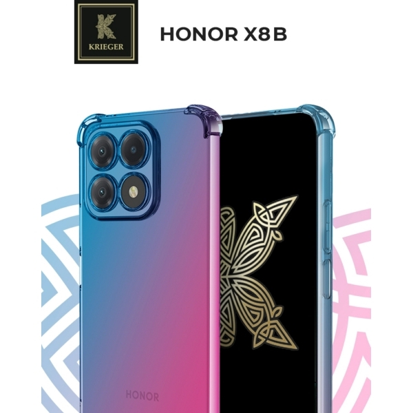 Силиконовый чехол для Honor X8b Krieger Mix 1.5мм противоударный Сине-розовый