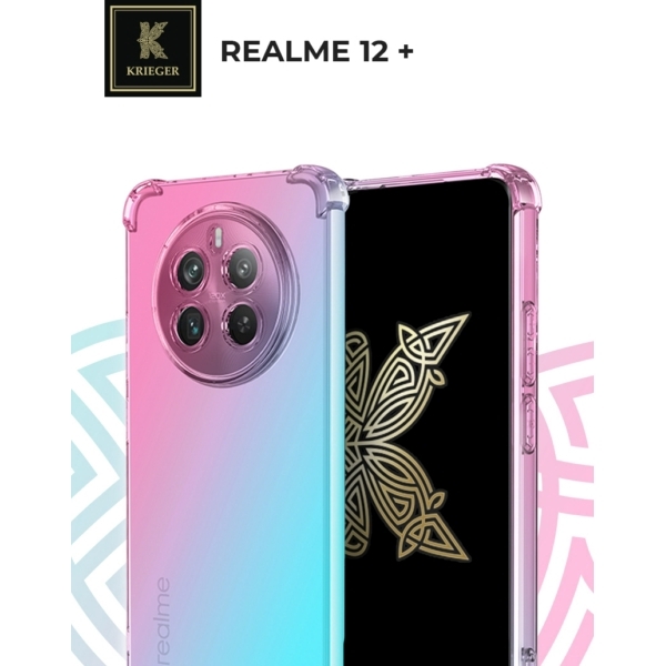 Силиконовый чехол для Realme 12+ Krieger Mix 1.5мм противоударный Розово-зеленый