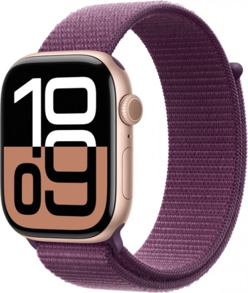 Apple Watch Series 10 GPS+Cellular 46mm Rose Gold Aluminium Case Sport Loop Plum