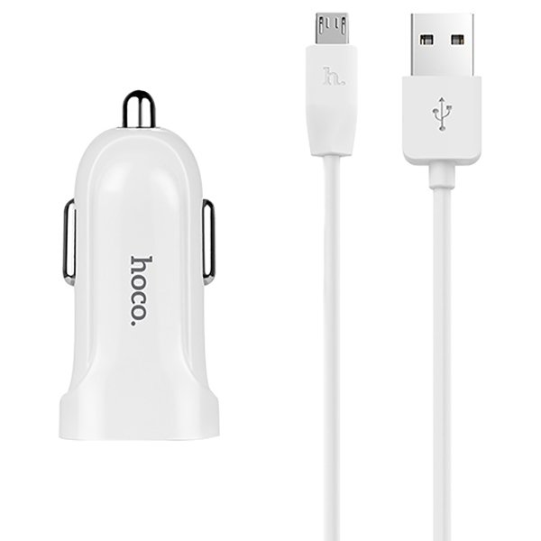 Автомобильное зарядное устройство Hoco Z2 MicroUSB Белый