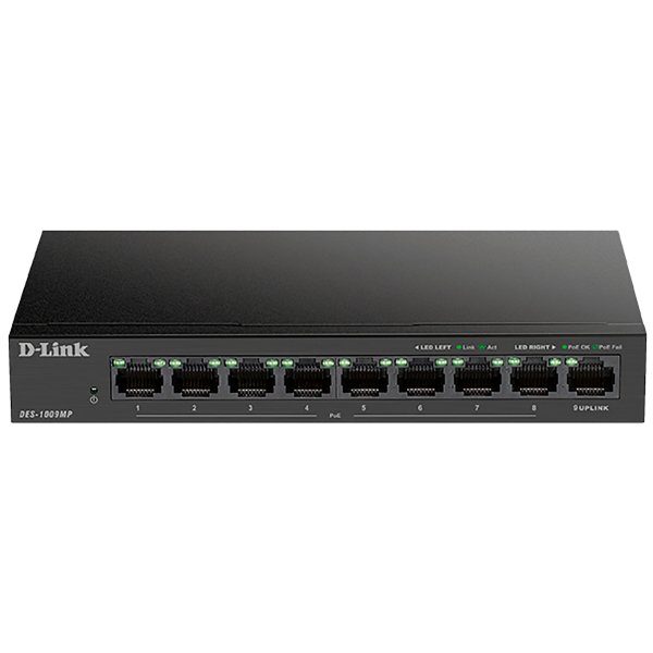 Коммутатор D-Link DES-1009MP DES-1009MP A1A 8x100Mb 1G 8PoE 117W неуправляемый