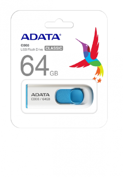 Флешка A-data C008 AC00864GRWE 64Gb Белая