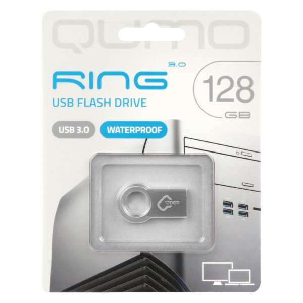 Флешка Qumo Ring QM128GUD3-RING 128Gb Серебристая