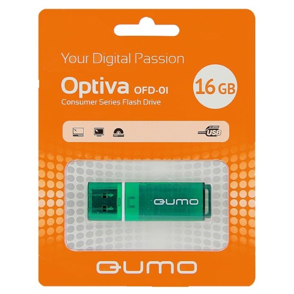 Флешка Qumo Optiva 01 QM16GUD-OP1-GREEN 16Gb Зеленая