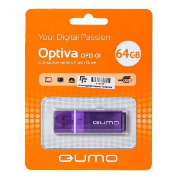 Флешка Qumo Optiva 01 QM64GUD-OP1-VIOLET 64Gb Фиолетовая