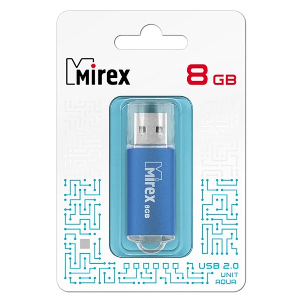 Флешка Mirex Unit USB 2.0 13600-FMUAQU08 8Gb Синяя