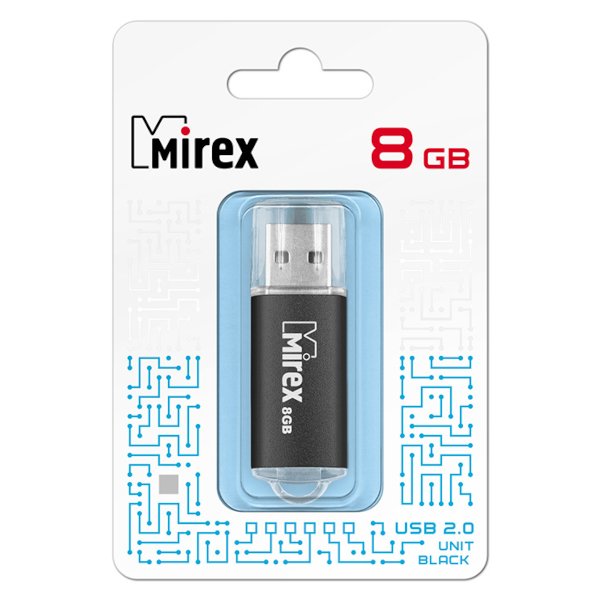 Флешка Mirex Unit USB 2.0 13600-FMUUND08 8Gb Черная