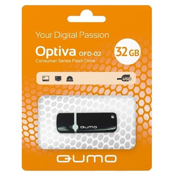 Флешка Qumo Optiva 02 USB 2.0 QM32GUD-OP2-BLACK 32Gb Черная