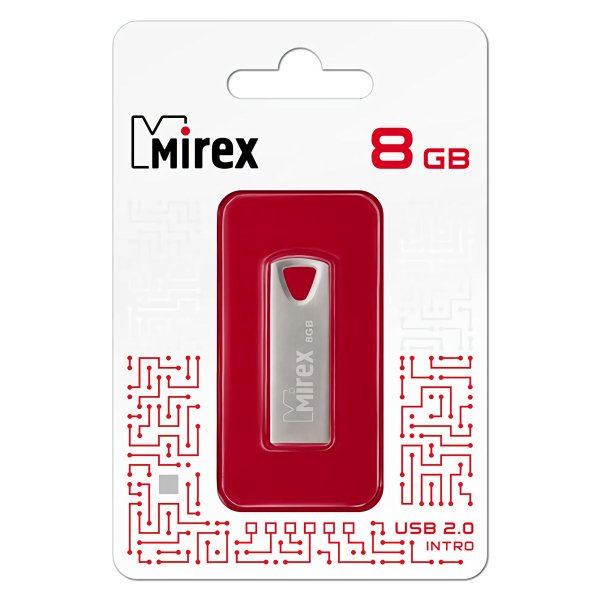 Флешка Mirex Intro USB 2.0 13600-ITRNTO08 8Gb Серебристая