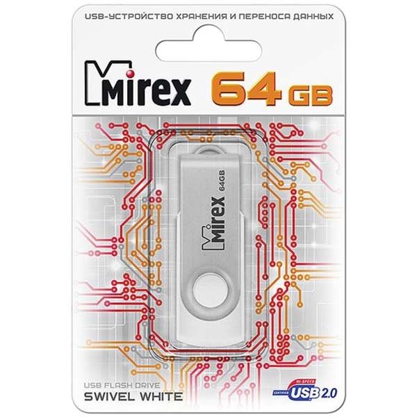 Флешка Mirex Swivel USB 2.0 13600-FMUSWT64 64Gb Белая