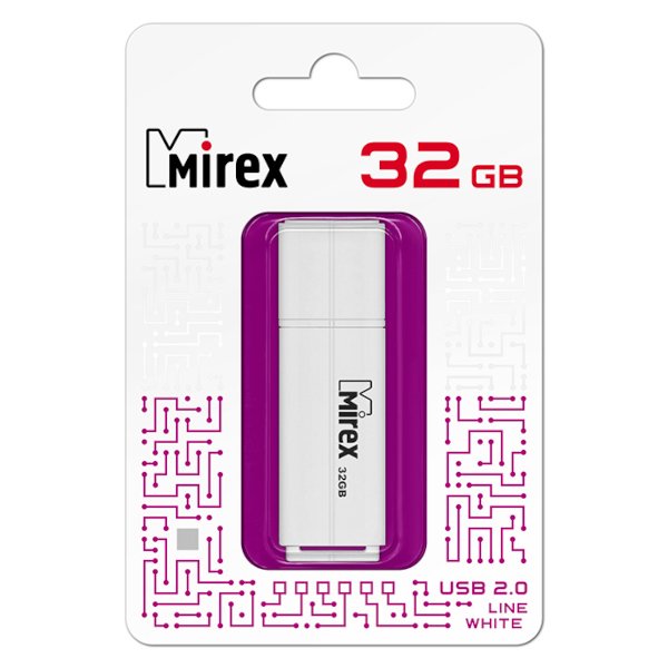 Флешка Mirex Line USB 2.0 13600-FMULWH32 32Gb Белая