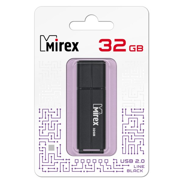 Флешка Mirex Line USB 2.0 13600-FMULBK32 32Gb Черная