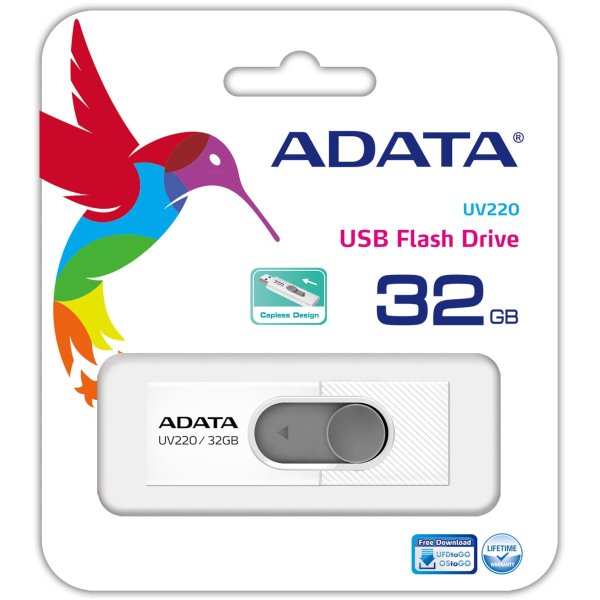 Флешка Adata UV220 USB 2.0 AUV220-32G-RWHGY 32Gb Белая