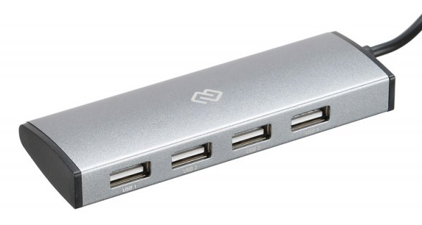 Разветвитель USB Digma HUB-4U2.0-UC-DS Серебряный