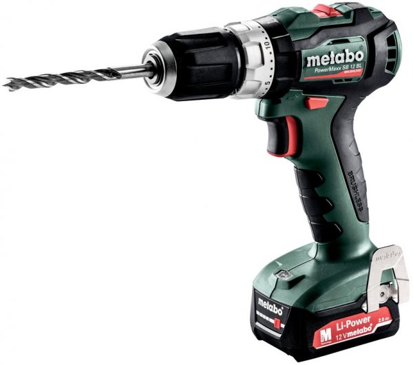 Ударная аккумуляторная дрель-шуруповерт Metabo PowerMaxx SB 12 BL 2.0Ач х2 кейс 45 Нм