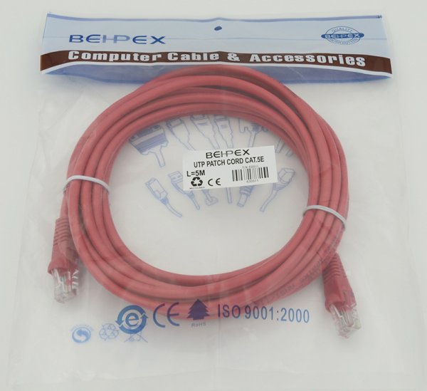 Патч-корд cat5E molded RJ-45 (m)-RJ-45 (m) 5м Красный