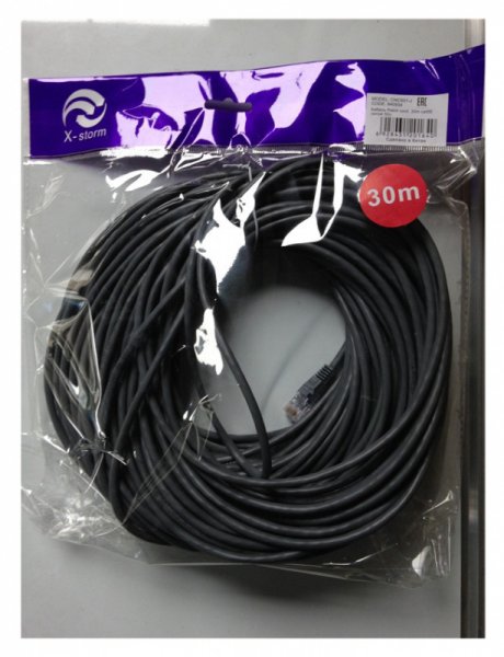 Патч-корд Ningbo cat5E molded 30м черный RJ-45 (m)-RJ-45 (m)