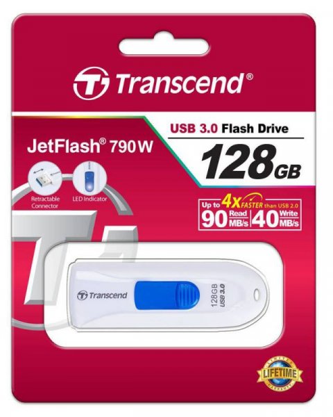 Флешка USB Transcend Jetflash 790 128Гб USB3.0 Белая