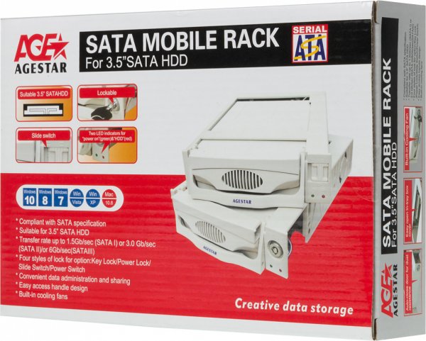 Mobile rack для HDD AgeStar SR3P-SW-2Fм Черный